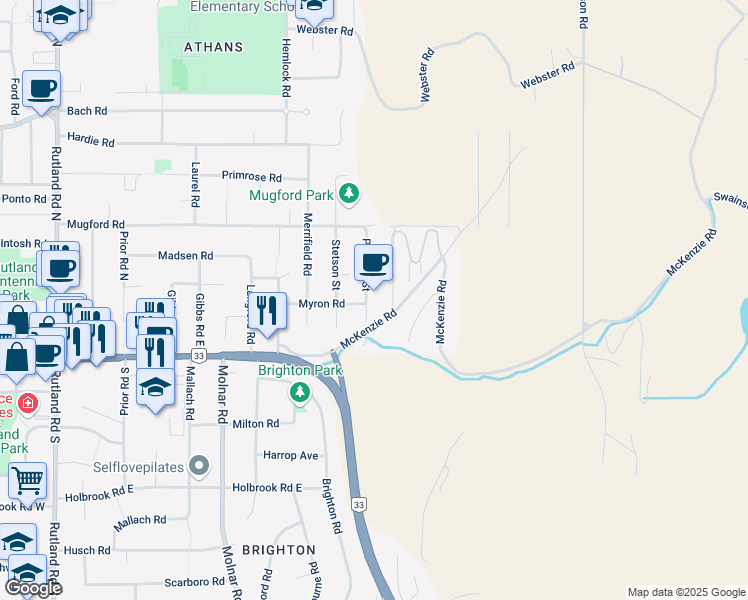 map of restaurants, bars, coffee shops, grocery stores, and more near 203 Poonian Street in Kelowna