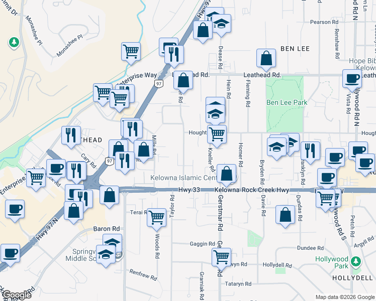map of restaurants, bars, coffee shops, grocery stores, and more near 275 A Nickel Road in Kelowna