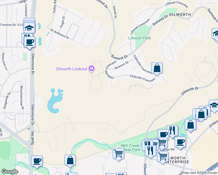 map of restaurants, bars, coffee shops, grocery stores, and more near 1110 Nechako Court in Kelowna