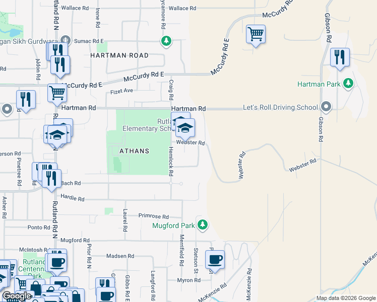 map of restaurants, bars, coffee shops, grocery stores, and more near 721 Stoltz Court in Kelowna