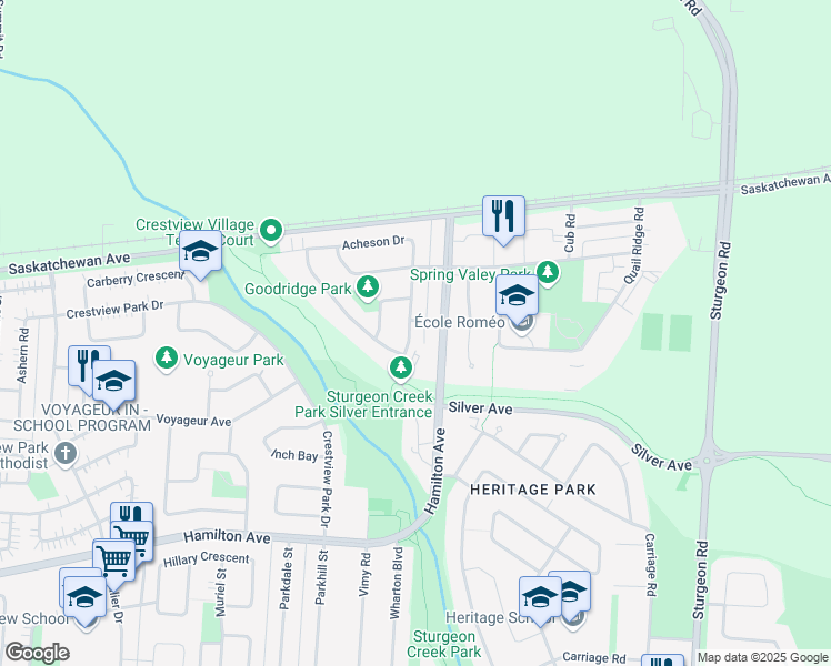 map of restaurants, bars, coffee shops, grocery stores, and more near 26 Sonnichsen Place in Winnipeg