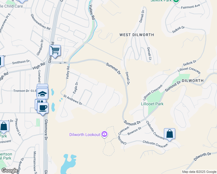 map of restaurants, bars, coffee shops, grocery stores, and more near 959 Walker Drive in Kelowna