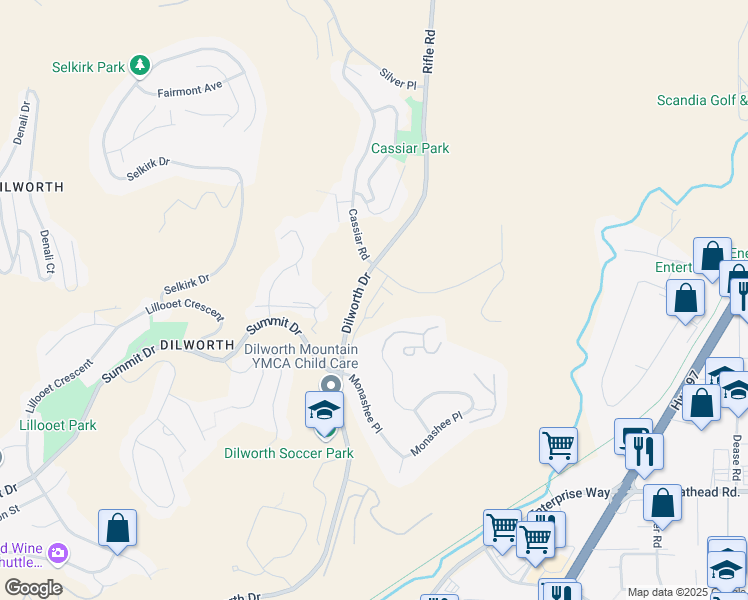 map of restaurants, bars, coffee shops, grocery stores, and more near 2425 Mount Baldy Drive in Kelowna