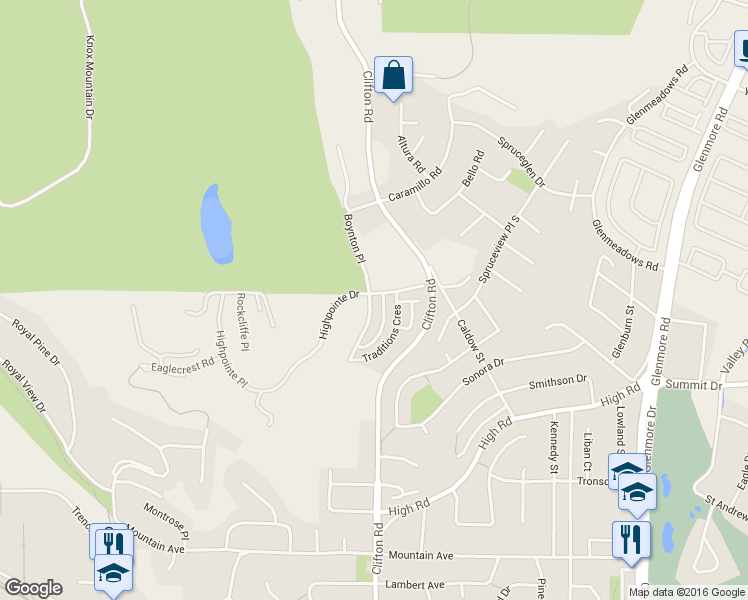 map of restaurants, bars, coffee shops, grocery stores, and more near 707 Boynton Place in Kelowna