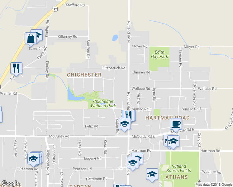 map of restaurants, bars, coffee shops, grocery stores, and more near 1265 Aldon Road in Kelowna