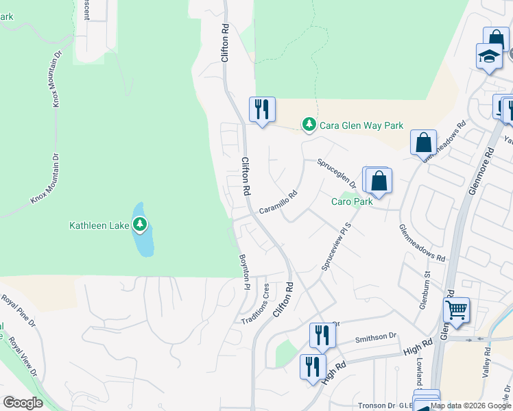 map of restaurants, bars, coffee shops, grocery stores, and more near 11 Boynton Place in Kelowna