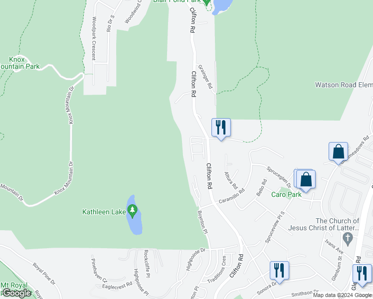 map of restaurants, bars, coffee shops, grocery stores, and more near 550 Clifton Road in Kelowna