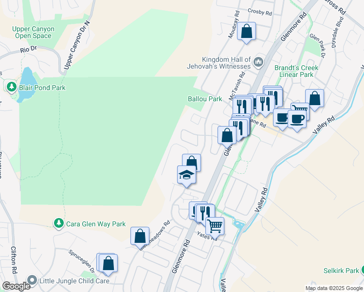 map of restaurants, bars, coffee shops, grocery stores, and more near 475 Glen Pine Court in Kelowna