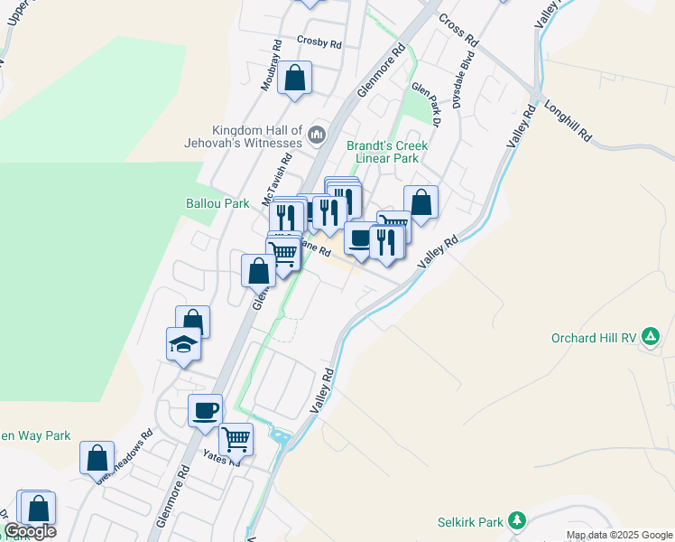 map of restaurants, bars, coffee shops, grocery stores, and more near 400 Sutton Crescent in Kelowna