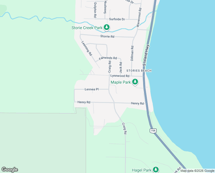 map of restaurants, bars, coffee shops, grocery stores, and more near 111 Lynnwood Road in Campbell River
