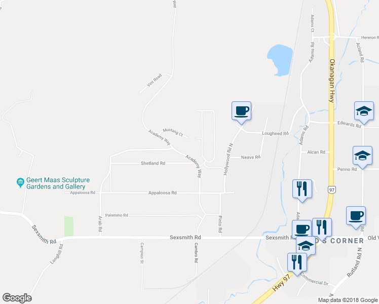 map of restaurants, bars, coffee shops, grocery stores, and more near 349 Clydesdale Road in Kelowna