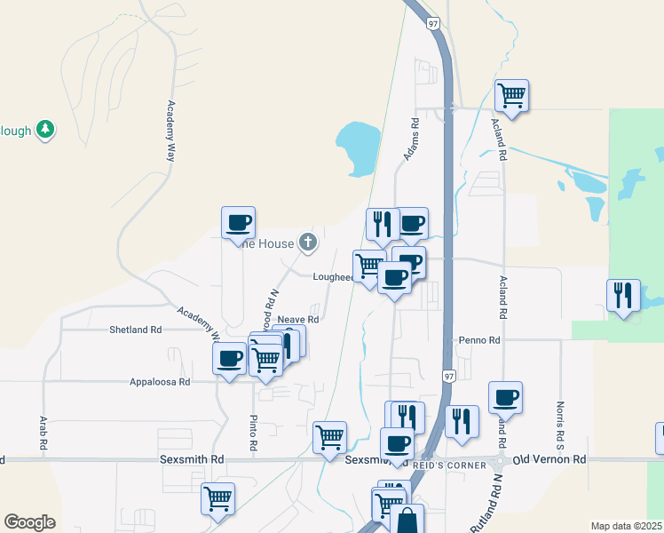 map of restaurants, bars, coffee shops, grocery stores, and more near 430 Neave Court in Kelowna
