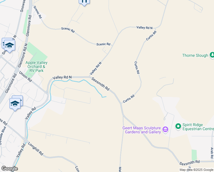 map of restaurants, bars, coffee shops, grocery stores, and more near 2460 Sexsmith Road in Kelowna