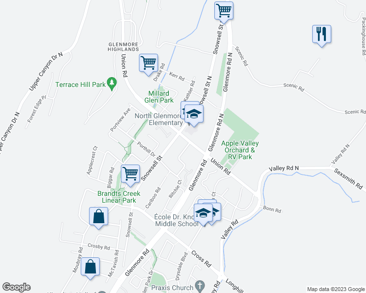 map of restaurants, bars, coffee shops, grocery stores, and more near 112 Wyndham Crescent in Kelowna