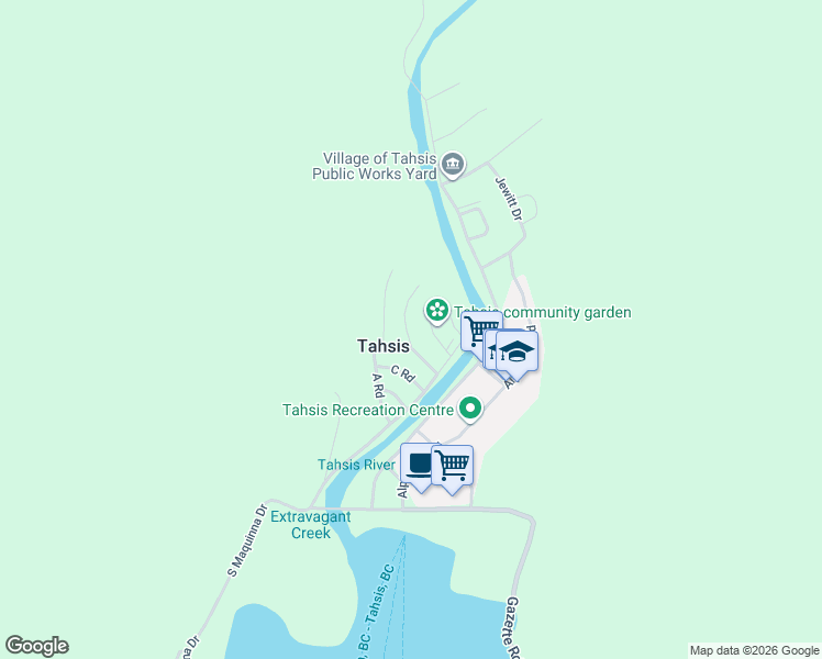 map of restaurants, bars, coffee shops, grocery stores, and more near 9 Freda Road in Tahsis