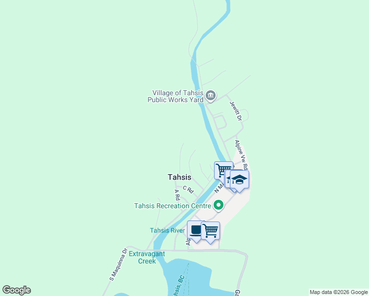map of restaurants, bars, coffee shops, grocery stores, and more near 20 Edith Road in Tahsis
