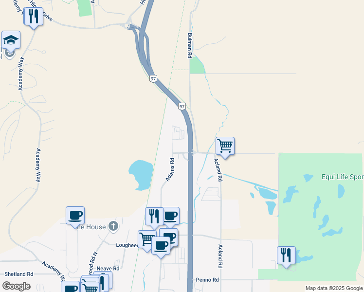 map of restaurants, bars, coffee shops, grocery stores, and more near 635 Adams Court in Kelowna
