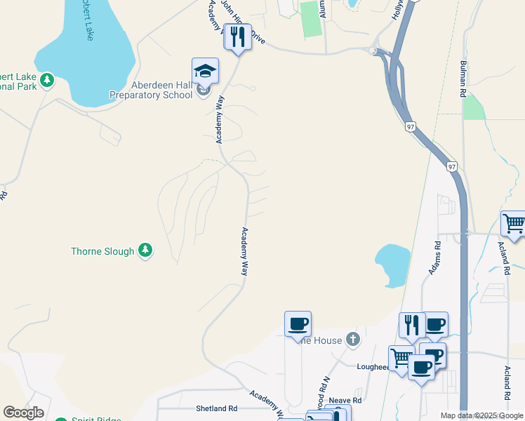map of restaurants, bars, coffee shops, grocery stores, and more near 695 Academy Way in Kelowna