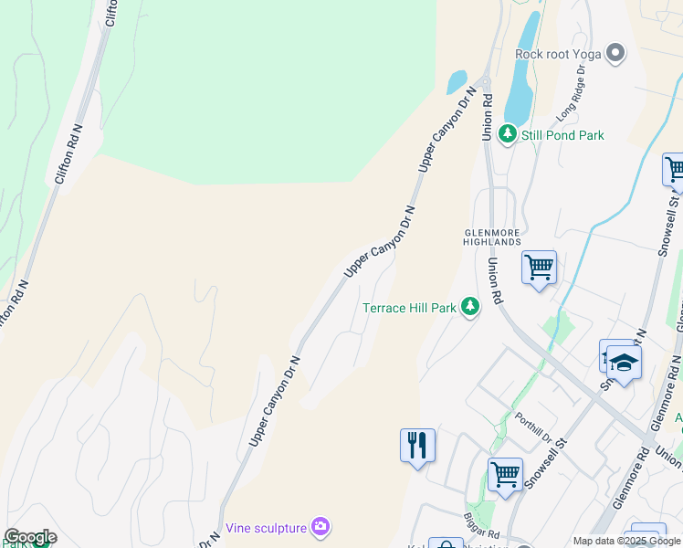map of restaurants, bars, coffee shops, grocery stores, and more near 272 Upper Canyon Drive North in Kelowna