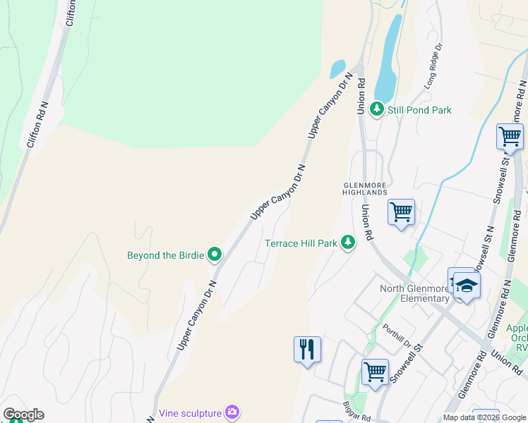 map of restaurants, bars, coffee shops, grocery stores, and more near 287 Upper Canyon Drive North in Kelowna
