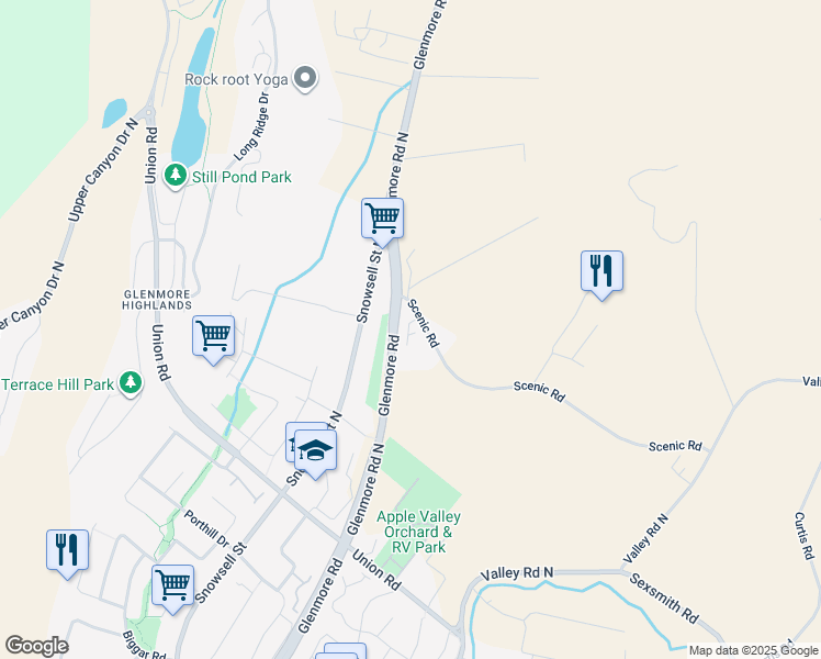 map of restaurants, bars, coffee shops, grocery stores, and more near 2131 Scenic Road in Kelowna