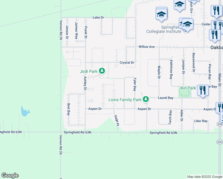 map of restaurants, bars, coffee shops, grocery stores, and more near 36 Sage Place in Oakbank