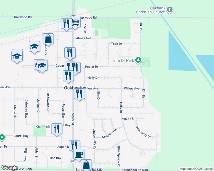 map of restaurants, bars, coffee shops, grocery stores, and more near 87 Willow Avenue in Oakbank