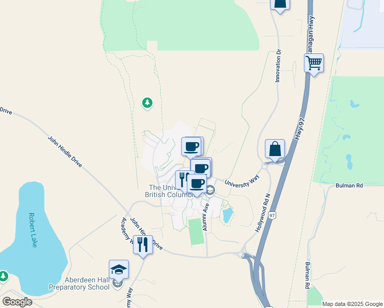 map of restaurants, bars, coffee shops, grocery stores, and more near 1255 International Mews in Kelowna