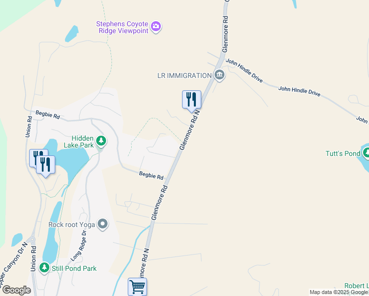 map of restaurants, bars, coffee shops, grocery stores, and more near 1252 Glenmore Road North in Kelowna