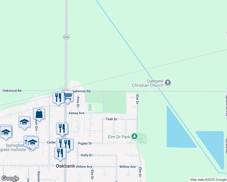 map of restaurants, bars, coffee shops, grocery stores, and more near 22054 Oakwood Road 64N in Oakbank