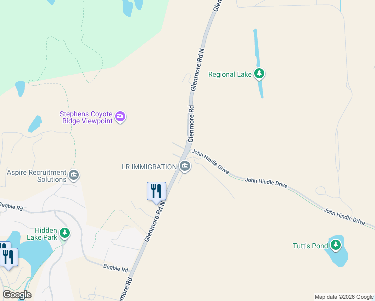 map of restaurants, bars, coffee shops, grocery stores, and more near Glenmore Road in Kelowna