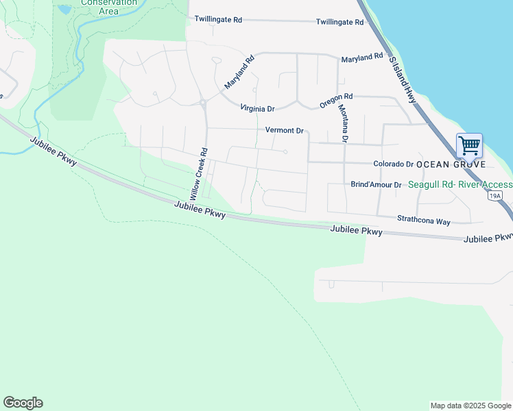 map of restaurants, bars, coffee shops, grocery stores, and more near 3647 Vermont Place in Campbell River
