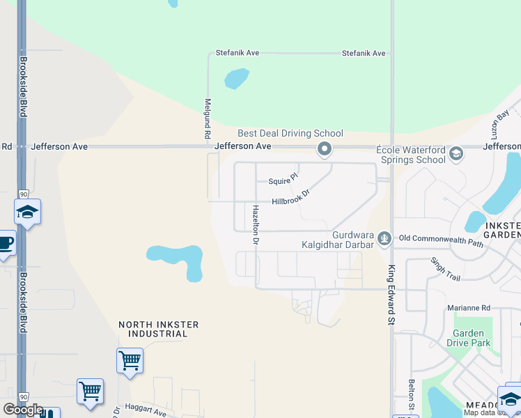 map of restaurants, bars, coffee shops, grocery stores, and more near 62 Hazelton Drive in Winnipeg