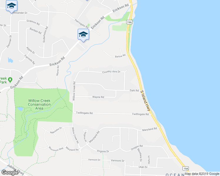 map of restaurants, bars, coffee shops, grocery stores, and more near 242 Dahl Road in Campbell River