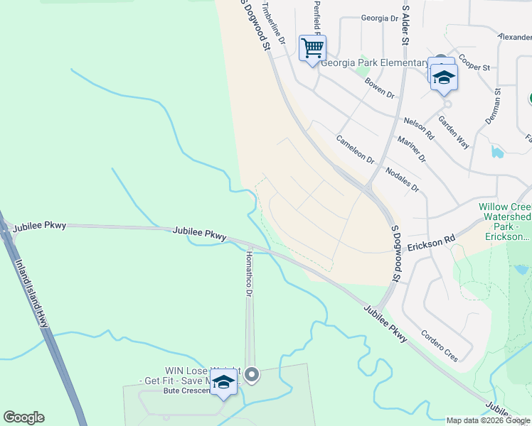 map of restaurants, bars, coffee shops, grocery stores, and more near 749 Salmonberry Street in Campbell River