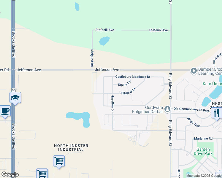 map of restaurants, bars, coffee shops, grocery stores, and more near 62 Hazelton Drive in Winnipeg