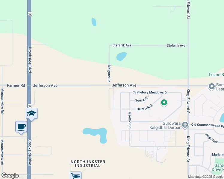 map of restaurants, bars, coffee shops, grocery stores, and more near Melgund Road in Winnipeg