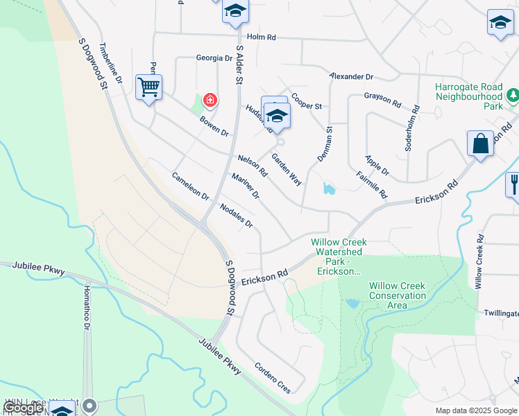 map of restaurants, bars, coffee shops, grocery stores, and more near 651 Mariner Drive in Campbell River