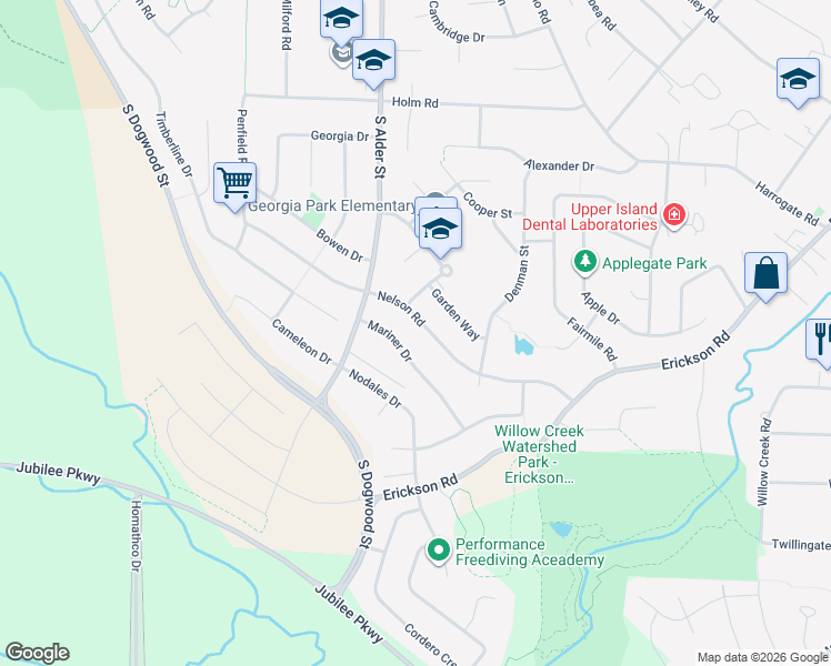 map of restaurants, bars, coffee shops, grocery stores, and more near 674 Nelson Road in Campbell River