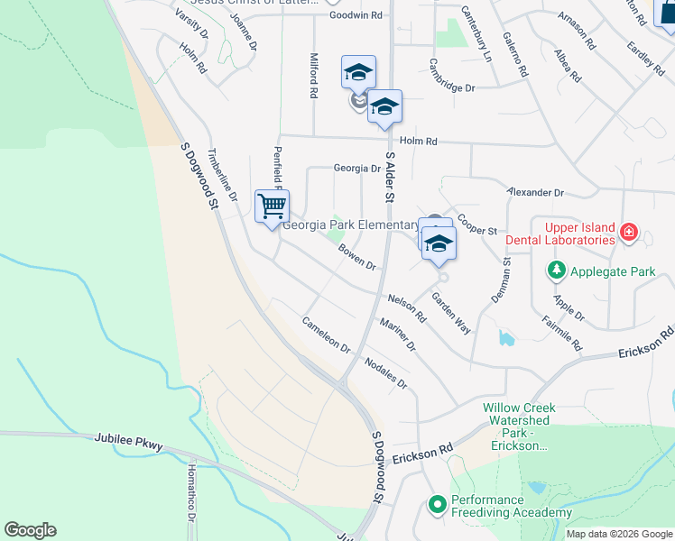 map of restaurants, bars, coffee shops, grocery stores, and more near 738 Nelson Road in Campbell River