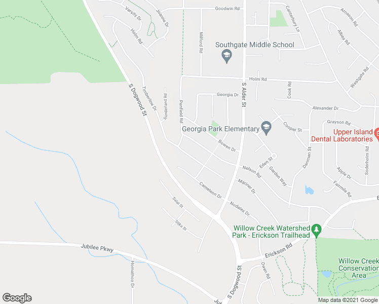 map of restaurants, bars, coffee shops, grocery stores, and more near 760 Timberline Drive in Campbell River