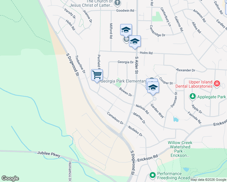 map of restaurants, bars, coffee shops, grocery stores, and more near 738 Nelson Road in Campbell River