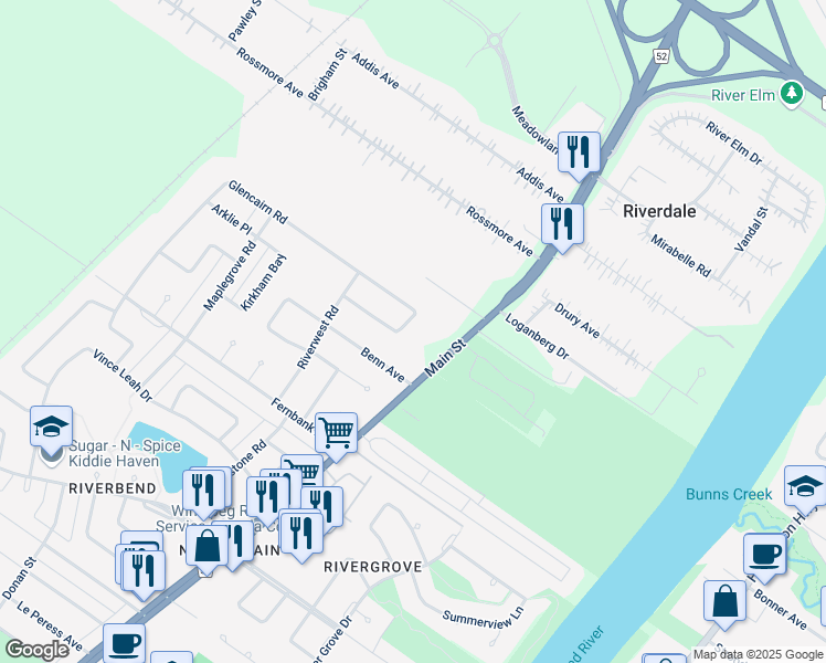 map of restaurants, bars, coffee shops, grocery stores, and more near 86 Peter Herner Bay in Winnipeg