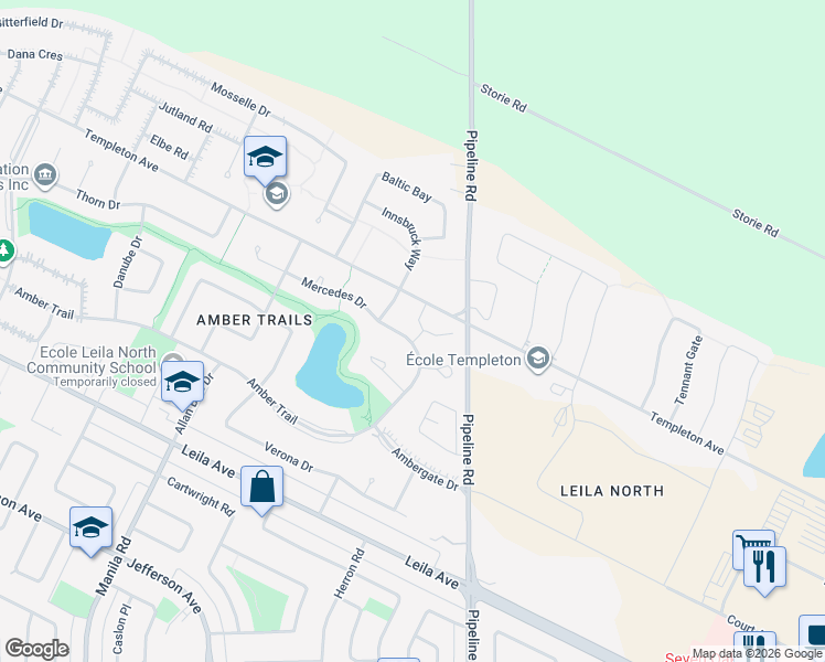 map of restaurants, bars, coffee shops, grocery stores, and more near 71 Mike Ruta Court in Winnipeg