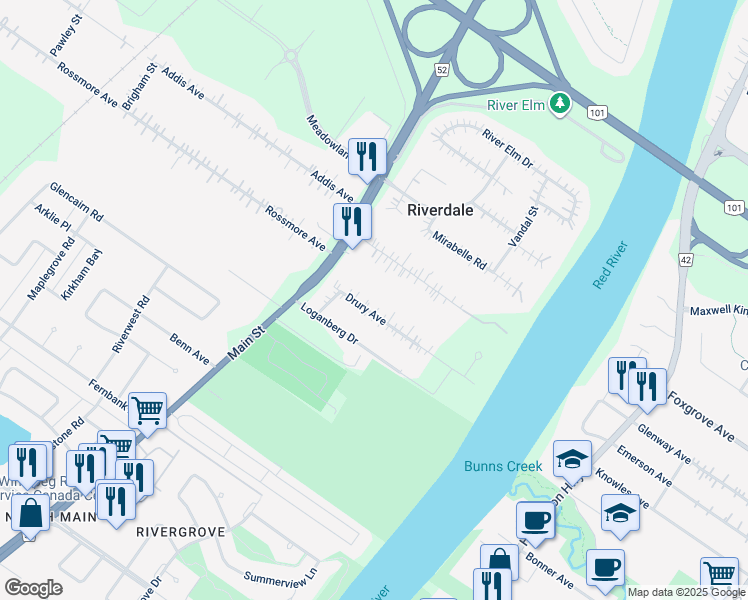 map of restaurants, bars, coffee shops, grocery stores, and more near 309 Drury Avenue in West Saint Paul