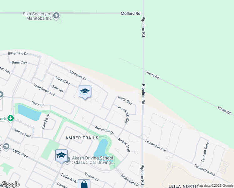 map of restaurants, bars, coffee shops, grocery stores, and more near 86 Baltic Bay in Winnipeg