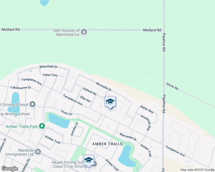 map of restaurants, bars, coffee shops, grocery stores, and more near 151 Mosselle Drive in Winnipeg