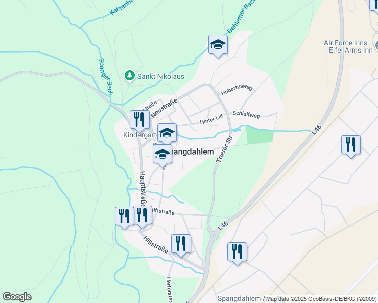 map of restaurants, bars, coffee shops, grocery stores, and more near in Spangdahlem