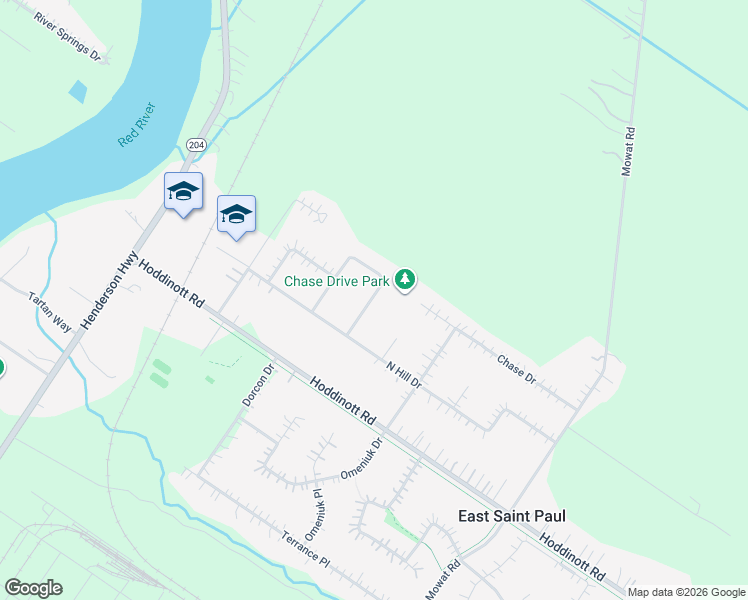 map of restaurants, bars, coffee shops, grocery stores, and more near 29 Birchwood Crescent in East Saint Paul