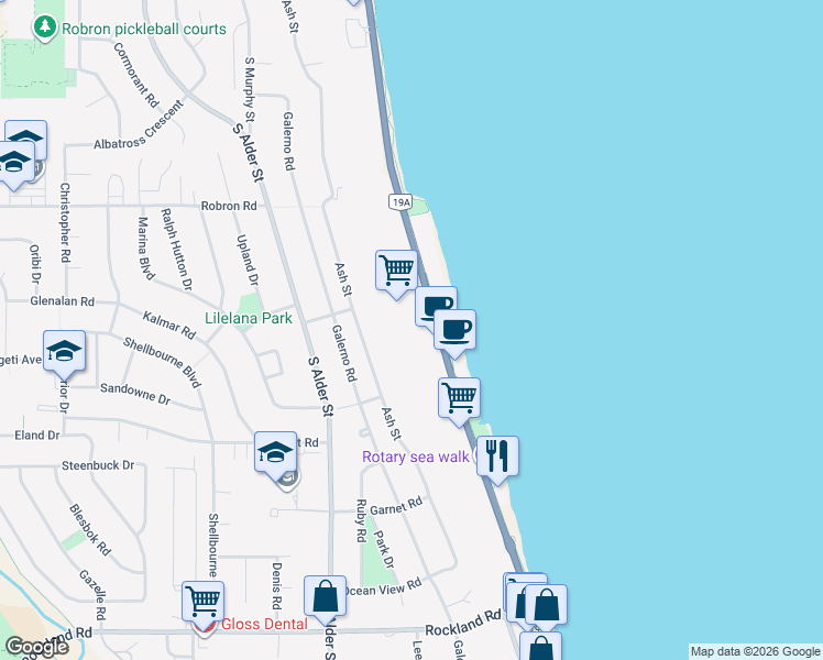 map of restaurants, bars, coffee shops, grocery stores, and more near in Campbell River